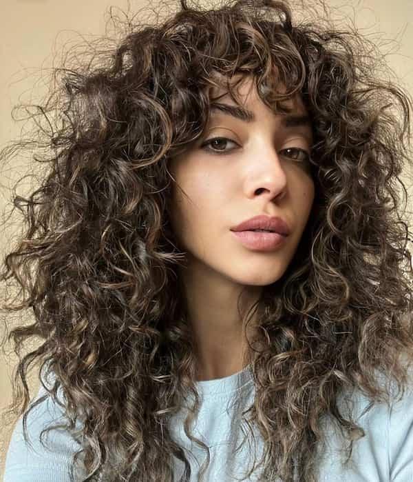 Shag bouclé long frange texturée