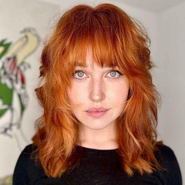 Coupe wolf cut roux moderne