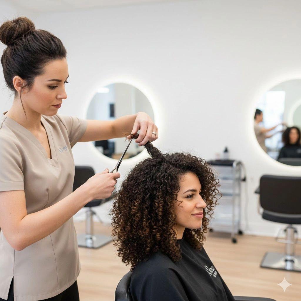 Coupe cheveux bouclés salon