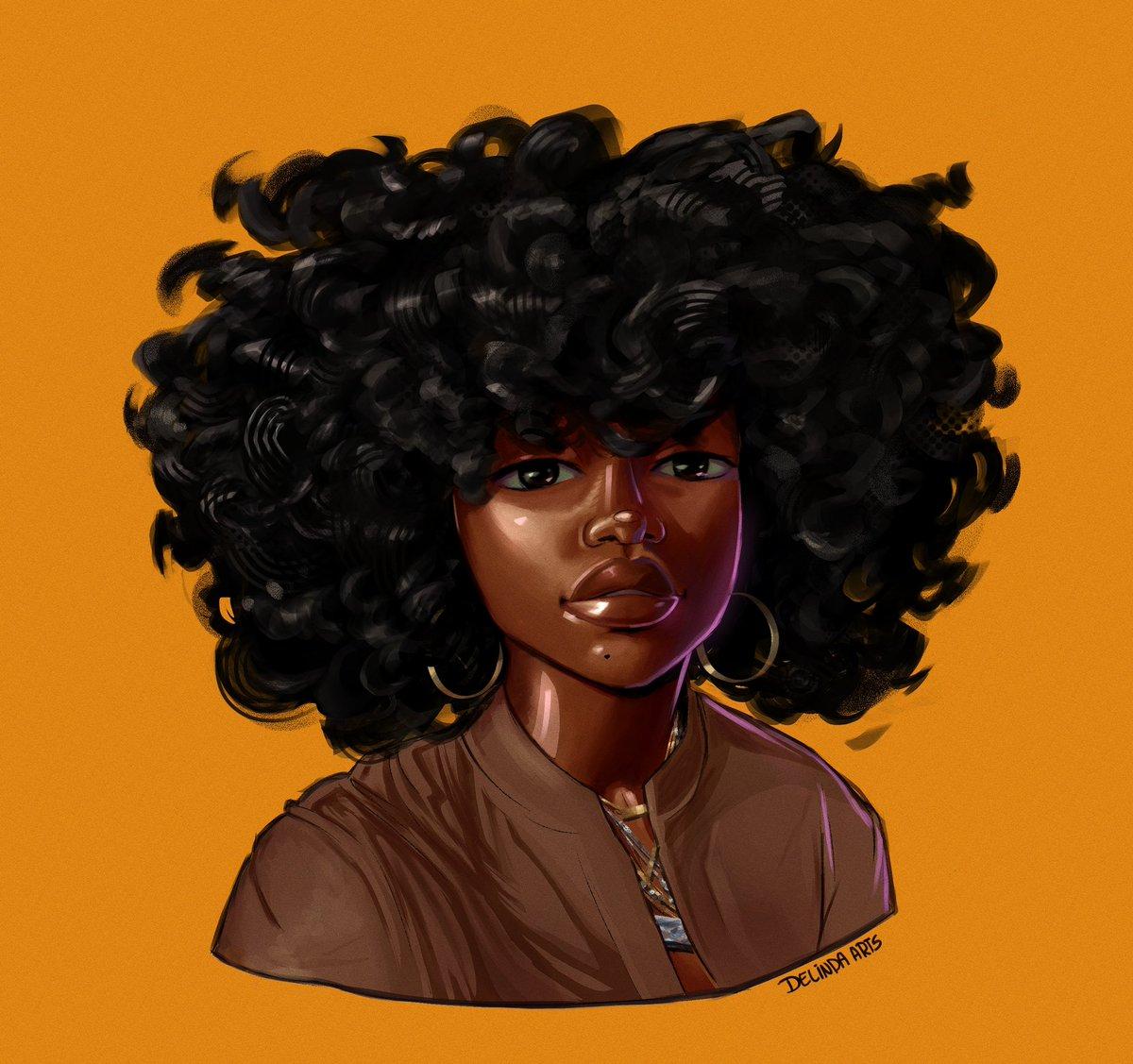 Dessin cheveux afro bouclés