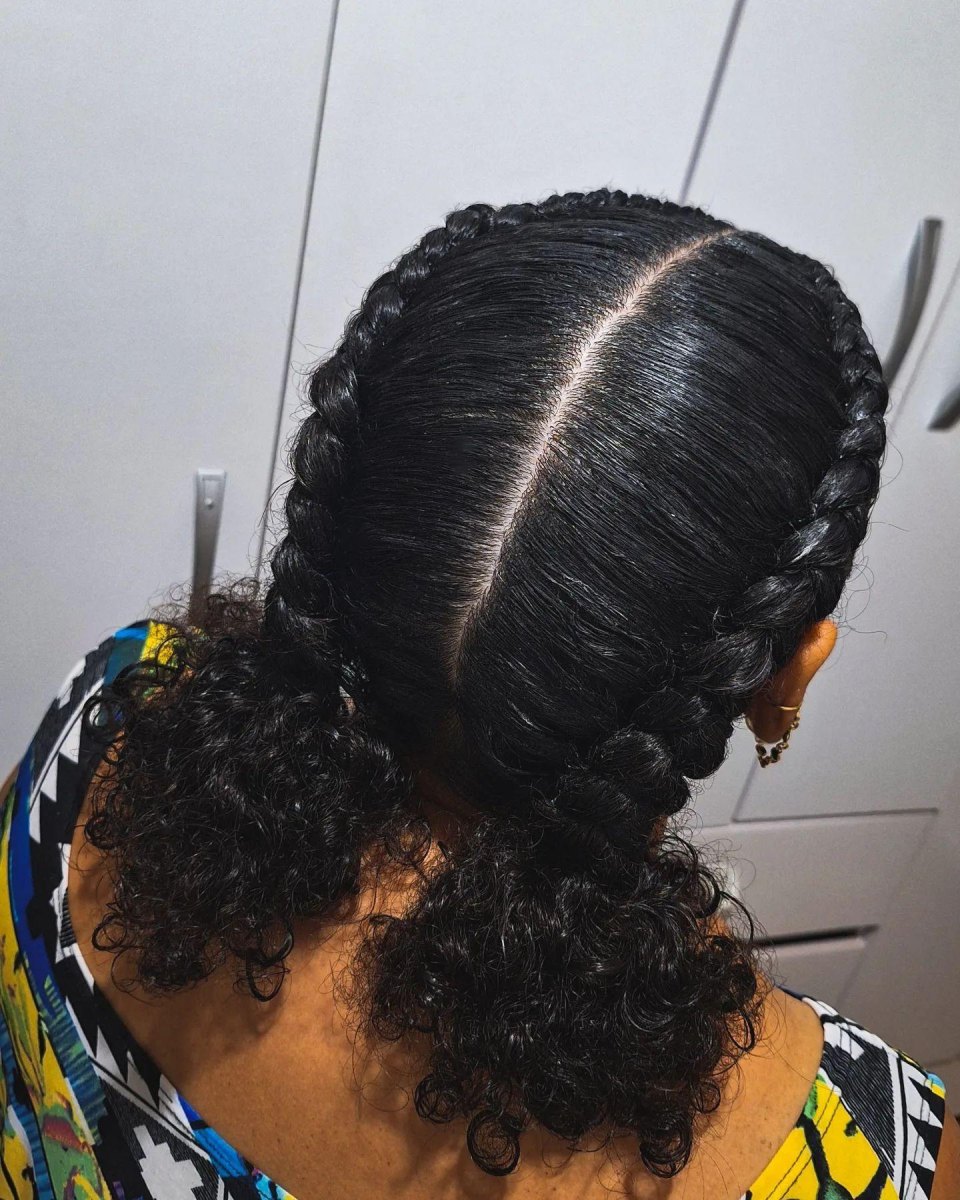 Tresses collées cheveux courts bouclés