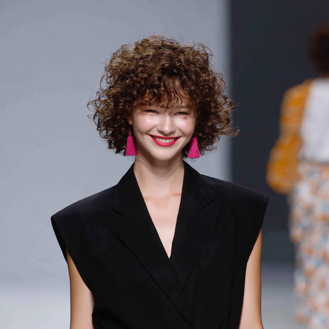 Coupe Courte Bouclée Brune