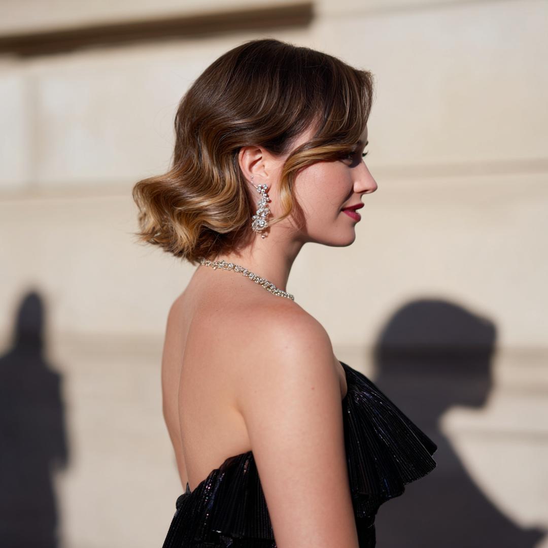 Carré Ondulé Court Brun