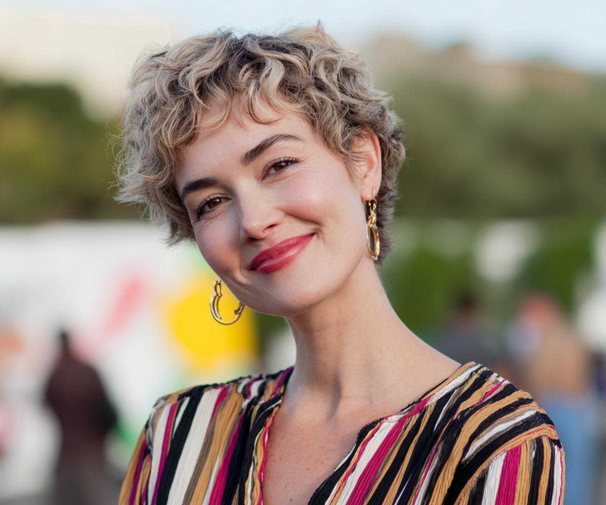 Short Blonde Curly Pixie