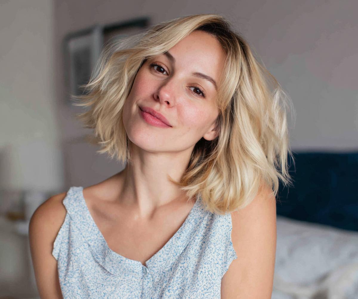 Blonde Tousled Wavy Bob