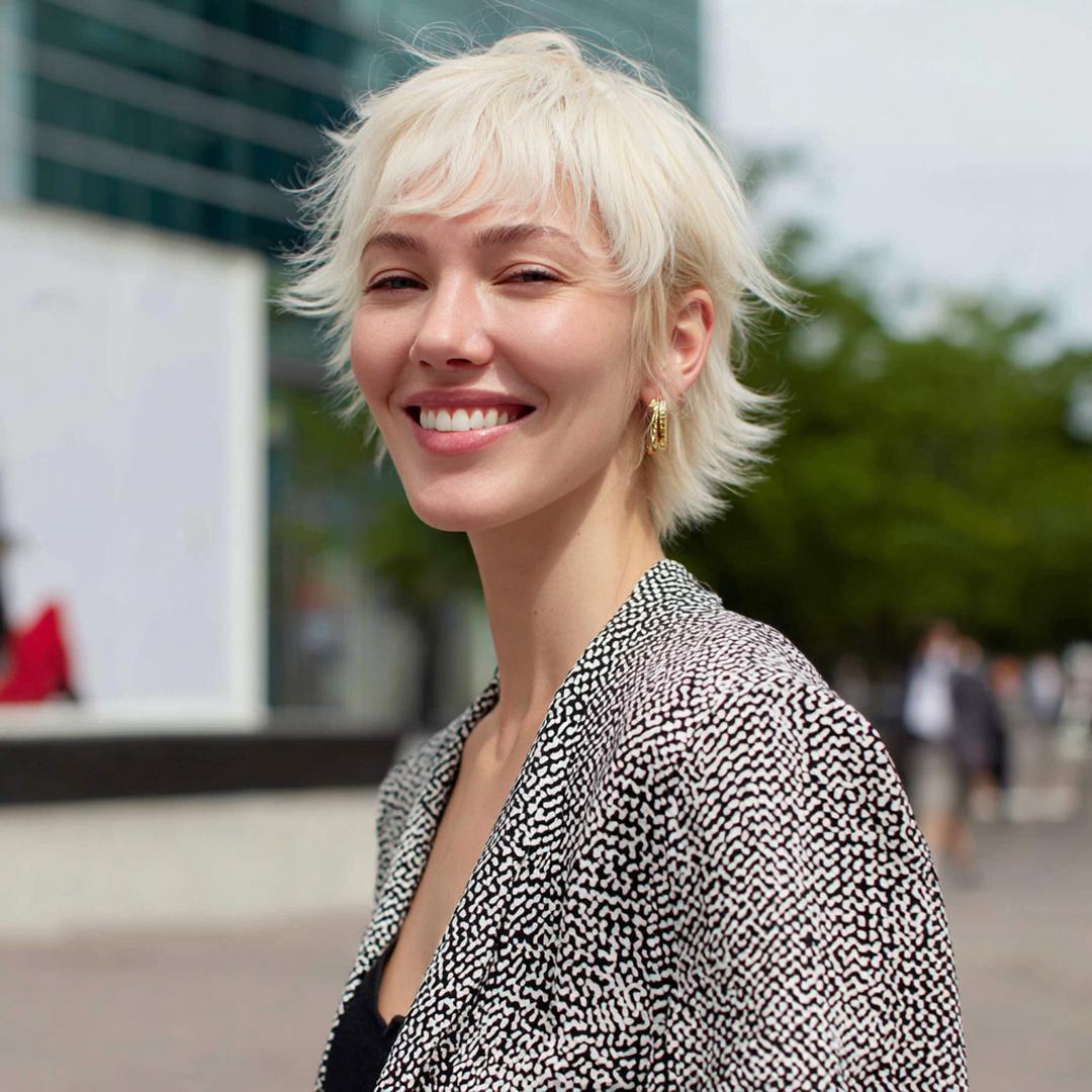 Short Platinum Shag Cut