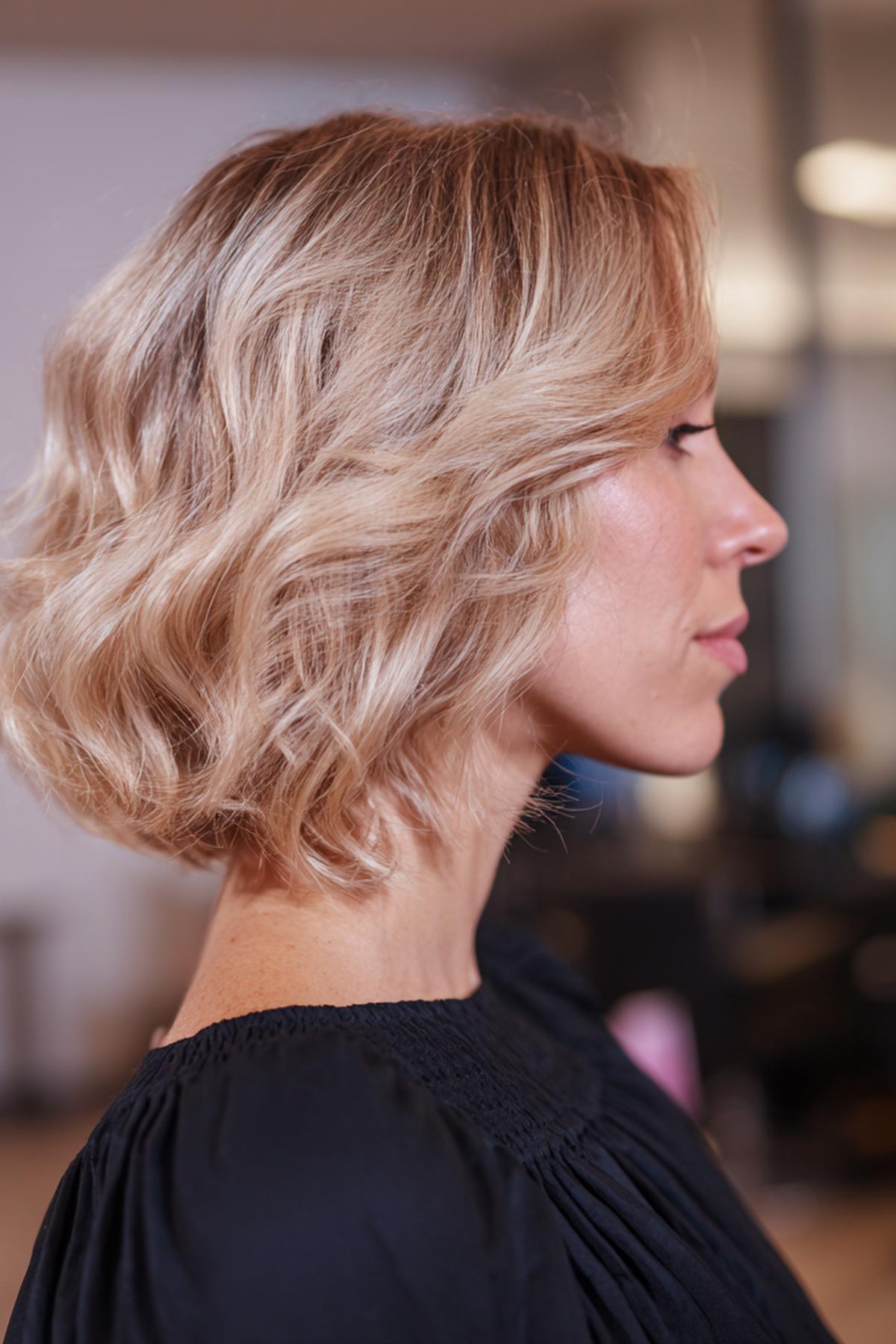 Short Wavy Blonde Bob