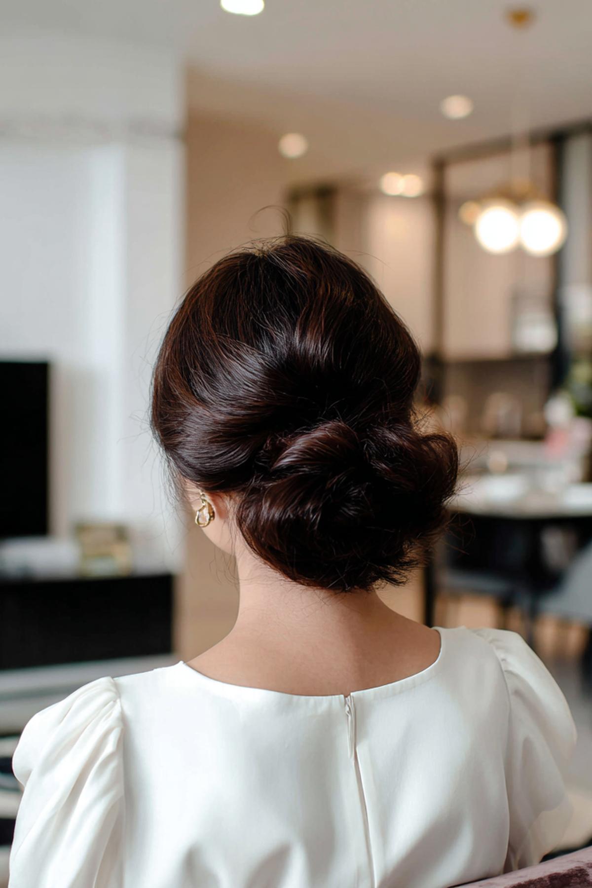 Low Chignon Dark Brown