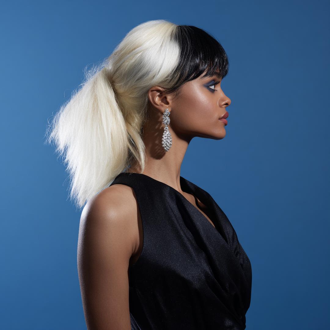 Two Tone Black Platinum Ponytail