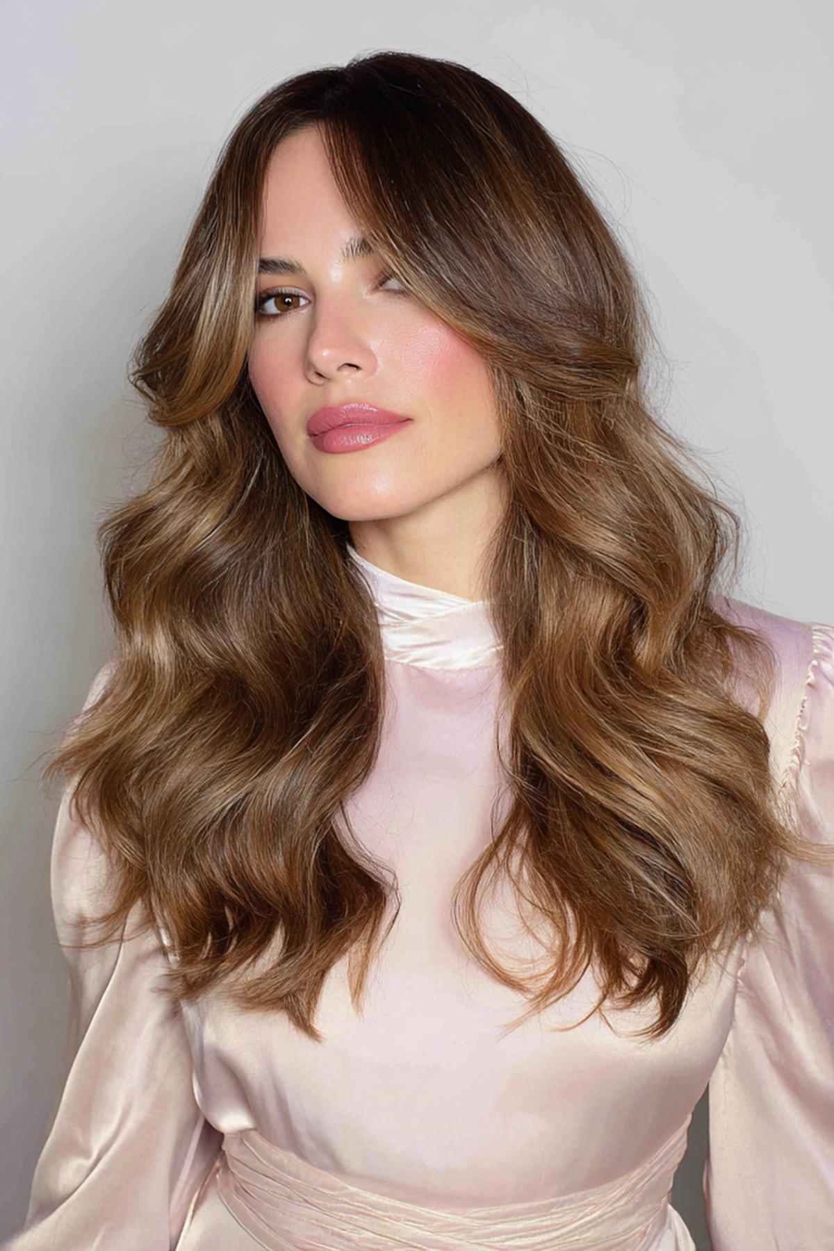 Ondulations Frange Brun Noisette