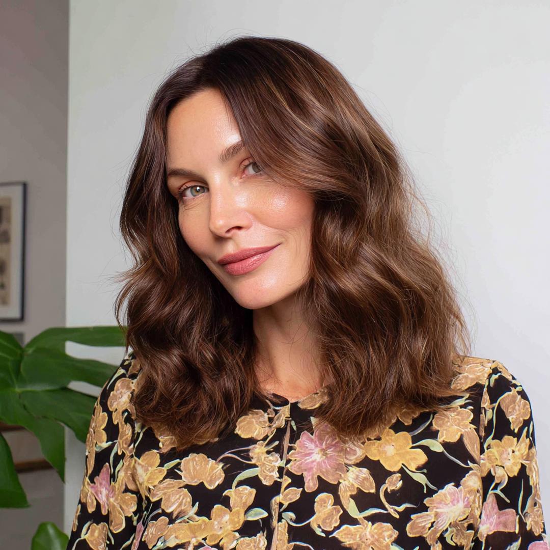 Châtain Noisette Ondulations Texturées