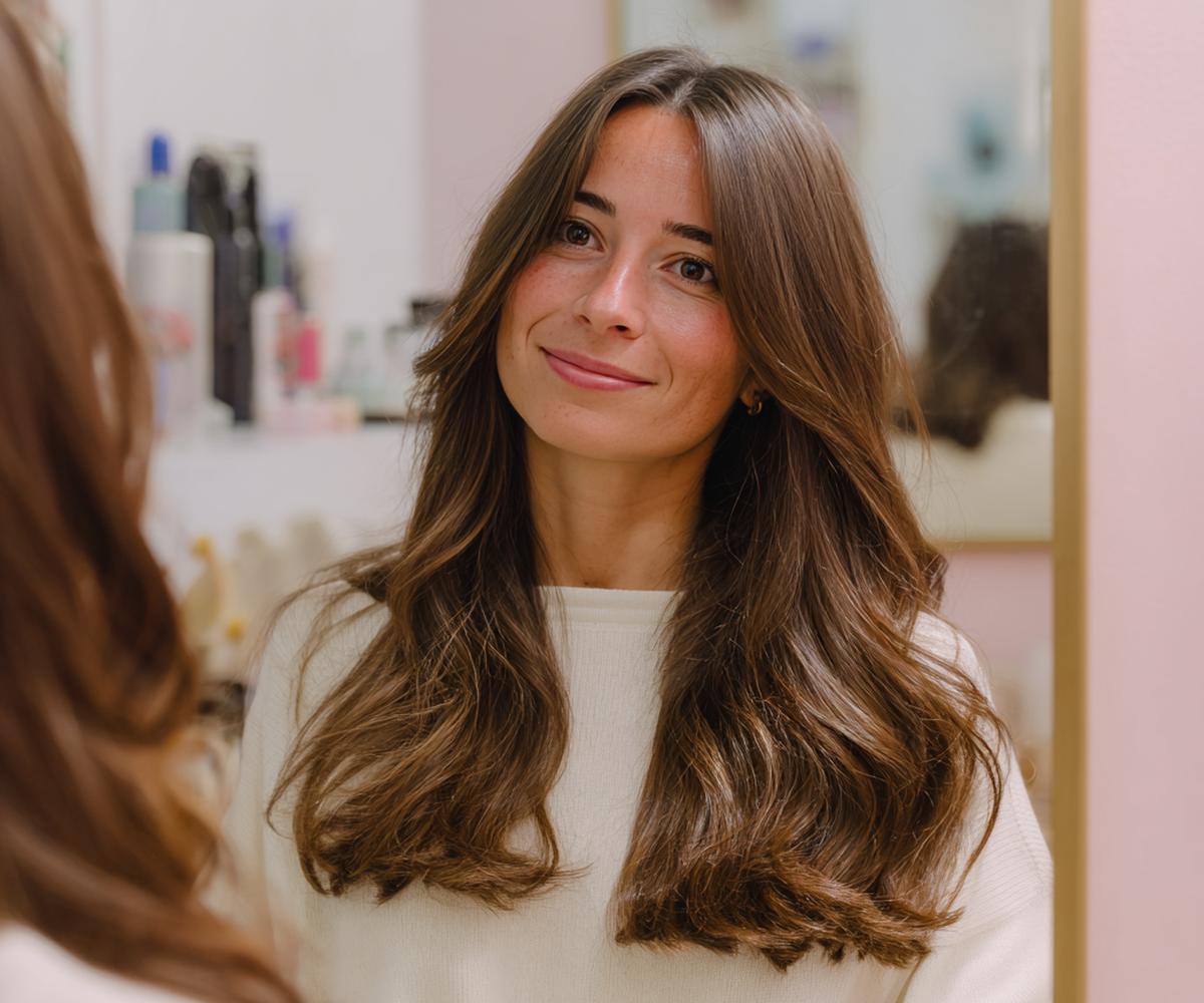 Châtain Noisette Frange Rideau