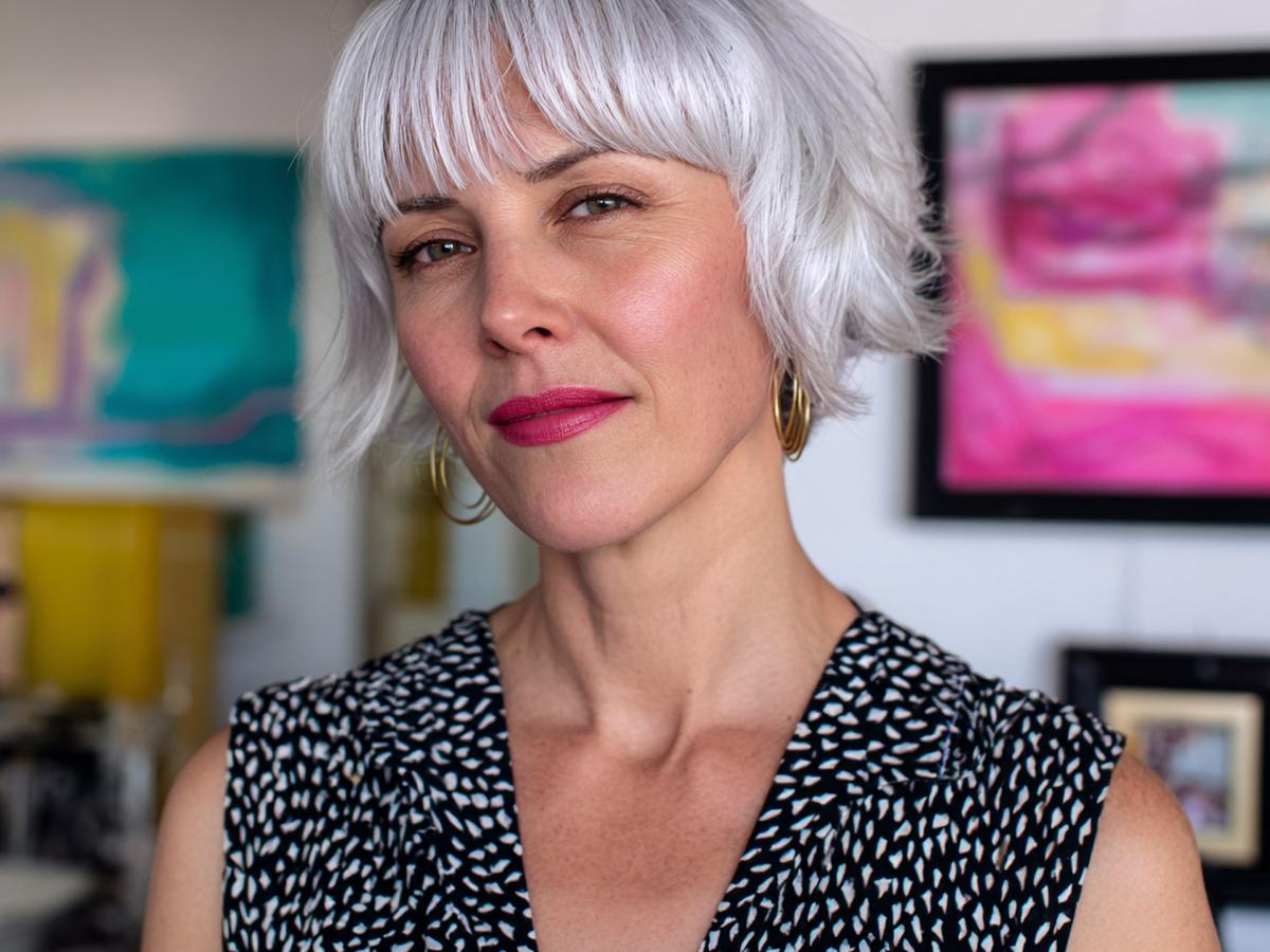 Short Silver Bob With Bangs