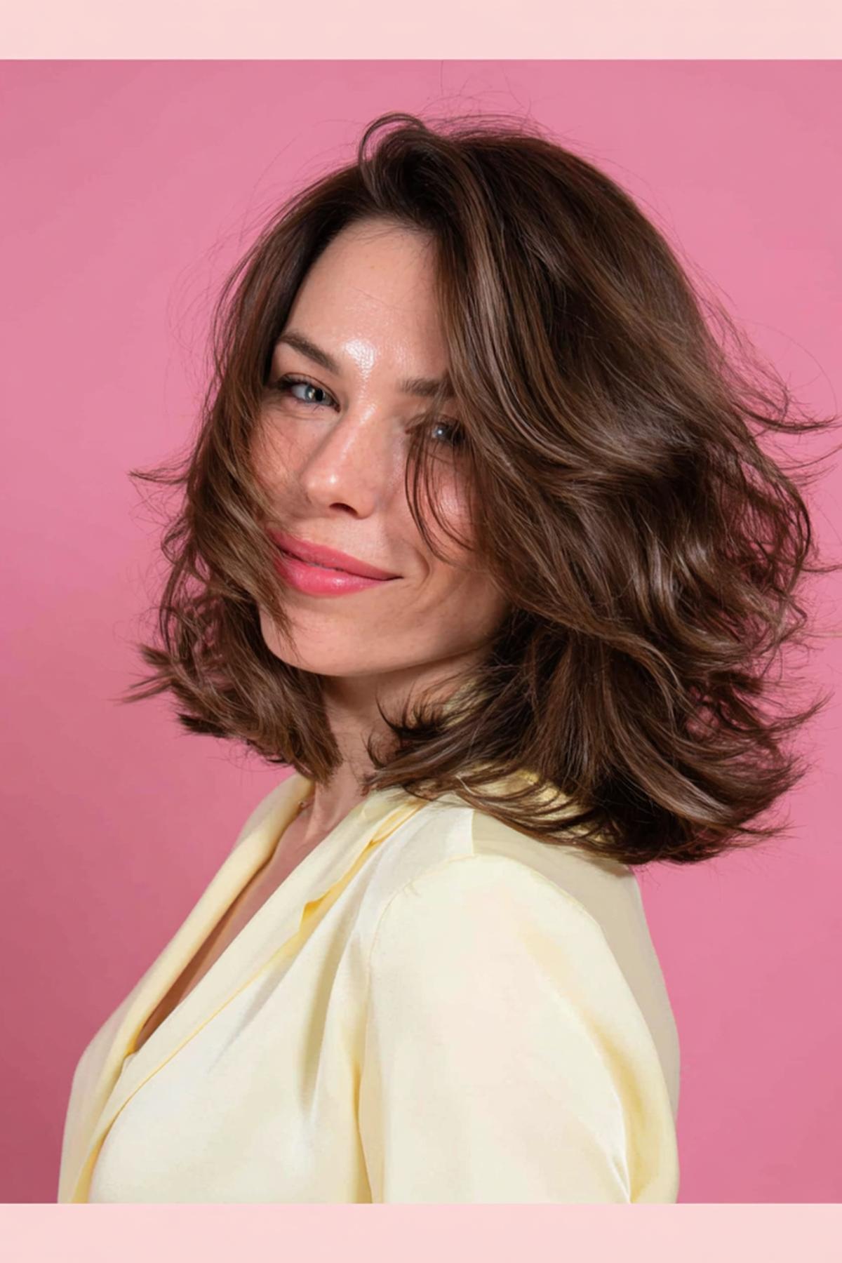 Medium Layered Brunette Waves