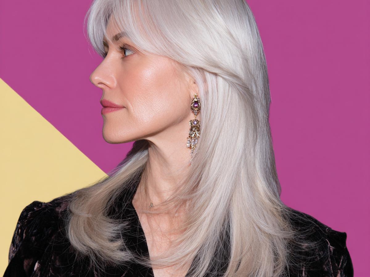 Long Silver Layered Hair