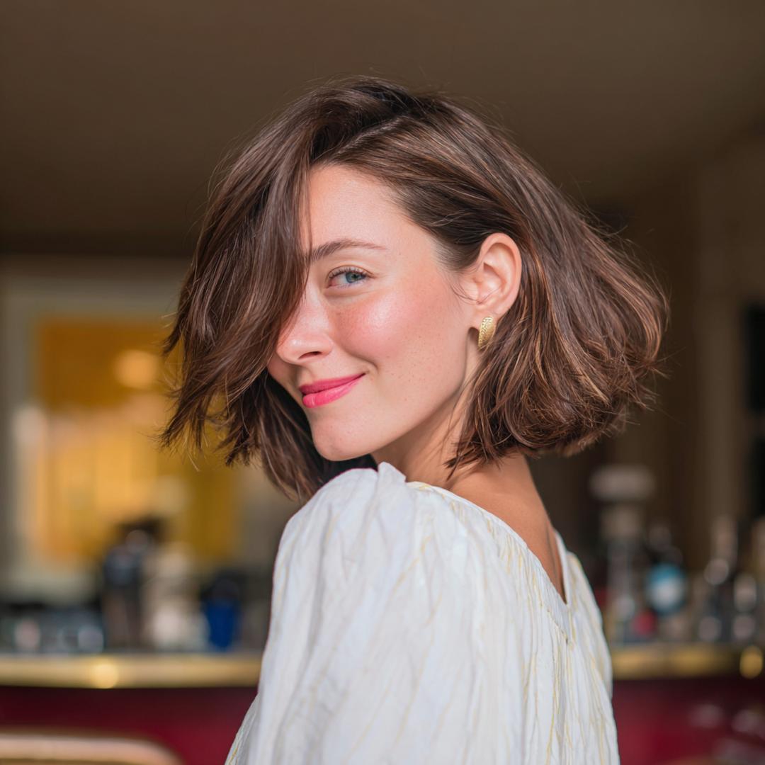 Short Brown Bob Side Part