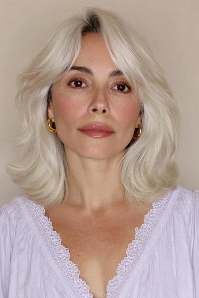 Platinum Layered Lob Curtain Bangs