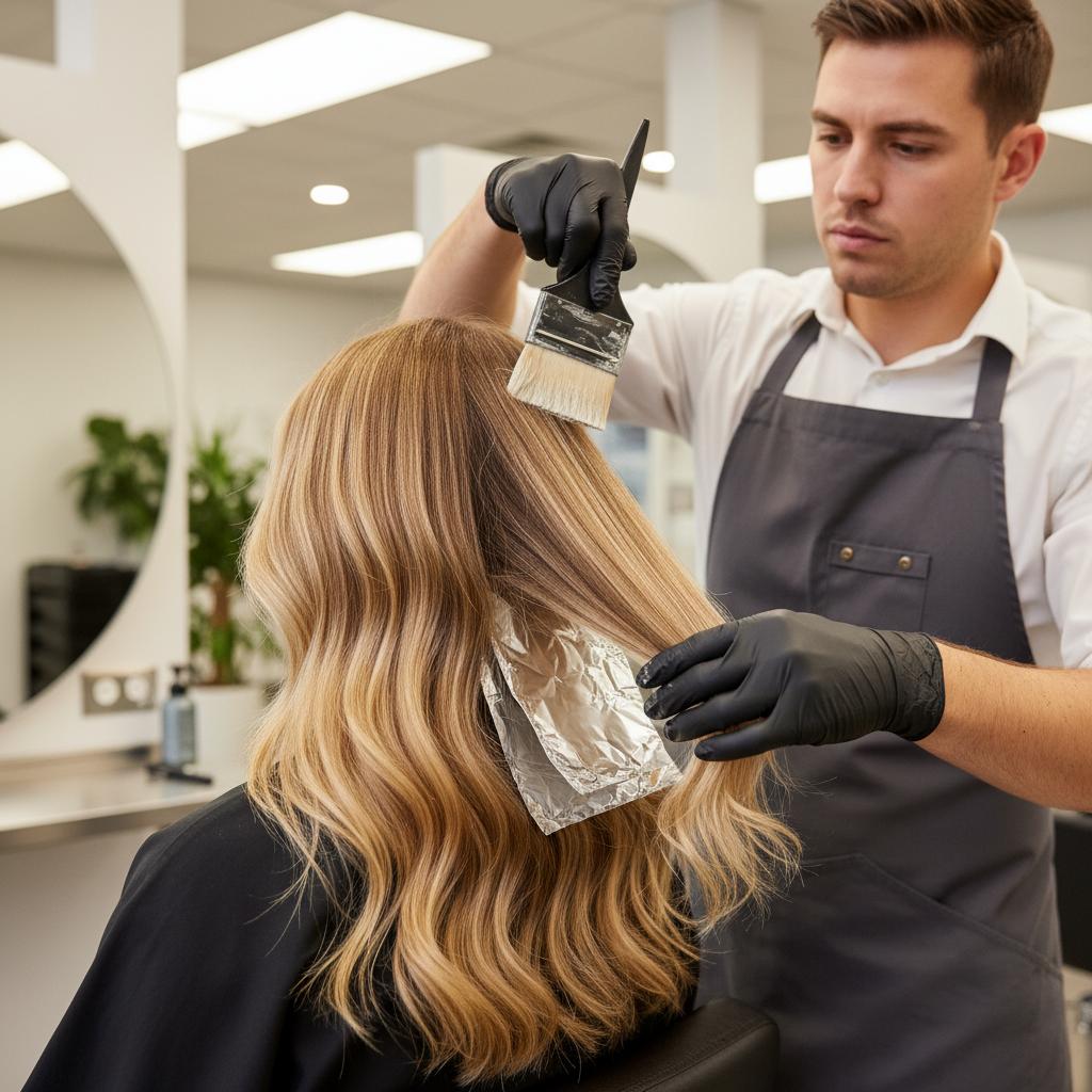Technique balayage blond caramel naturel