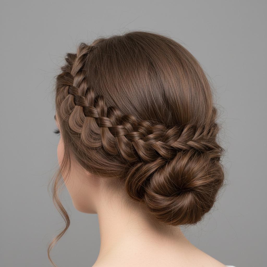 Couronne tressée avec chignon