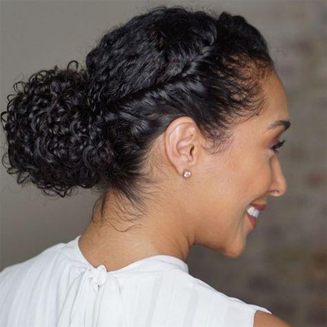 Chignon tressé cheveux bouclés