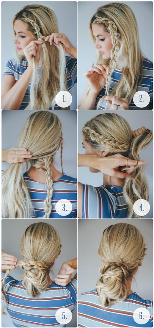 Chignon tressé rapide cheveux longs