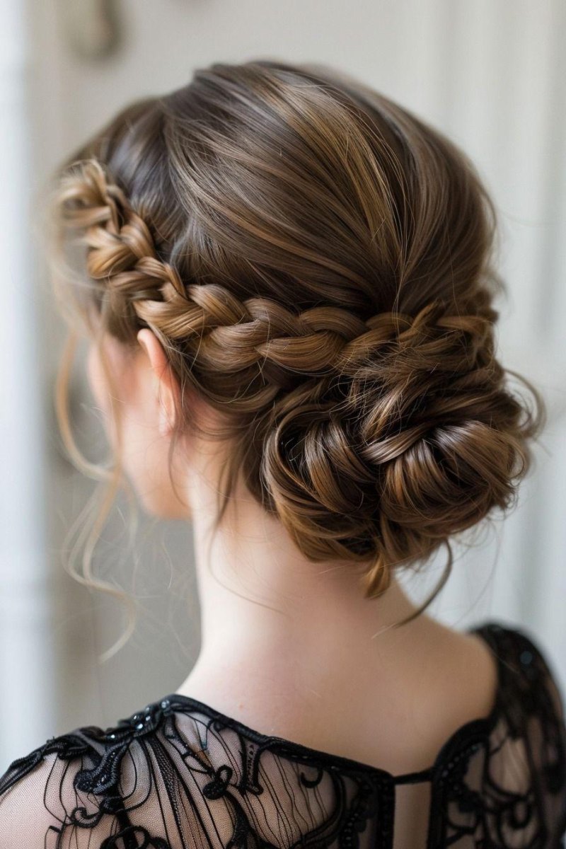 Chignon tressé sophistiqué soirée