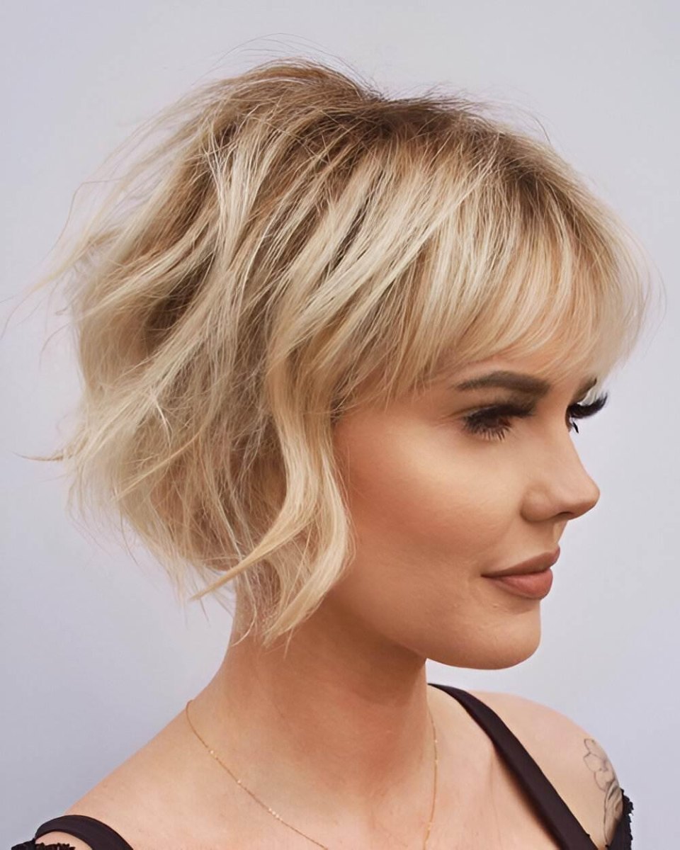 French bob blond cheveux fins