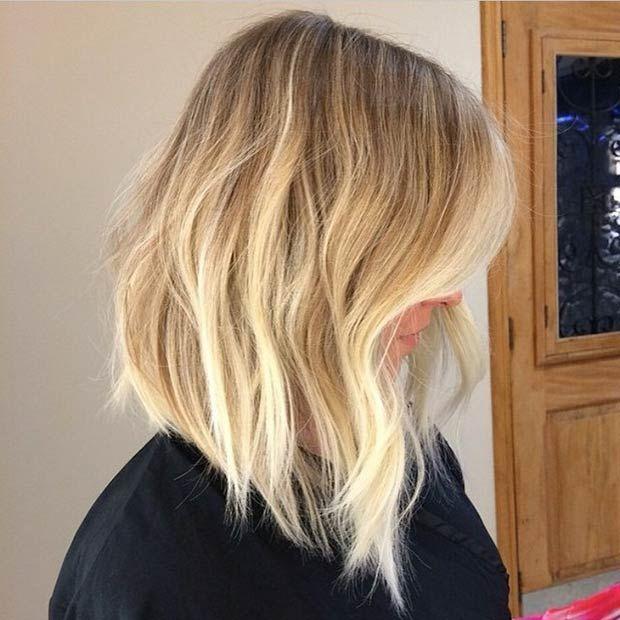 Lob blond pointes effilées
