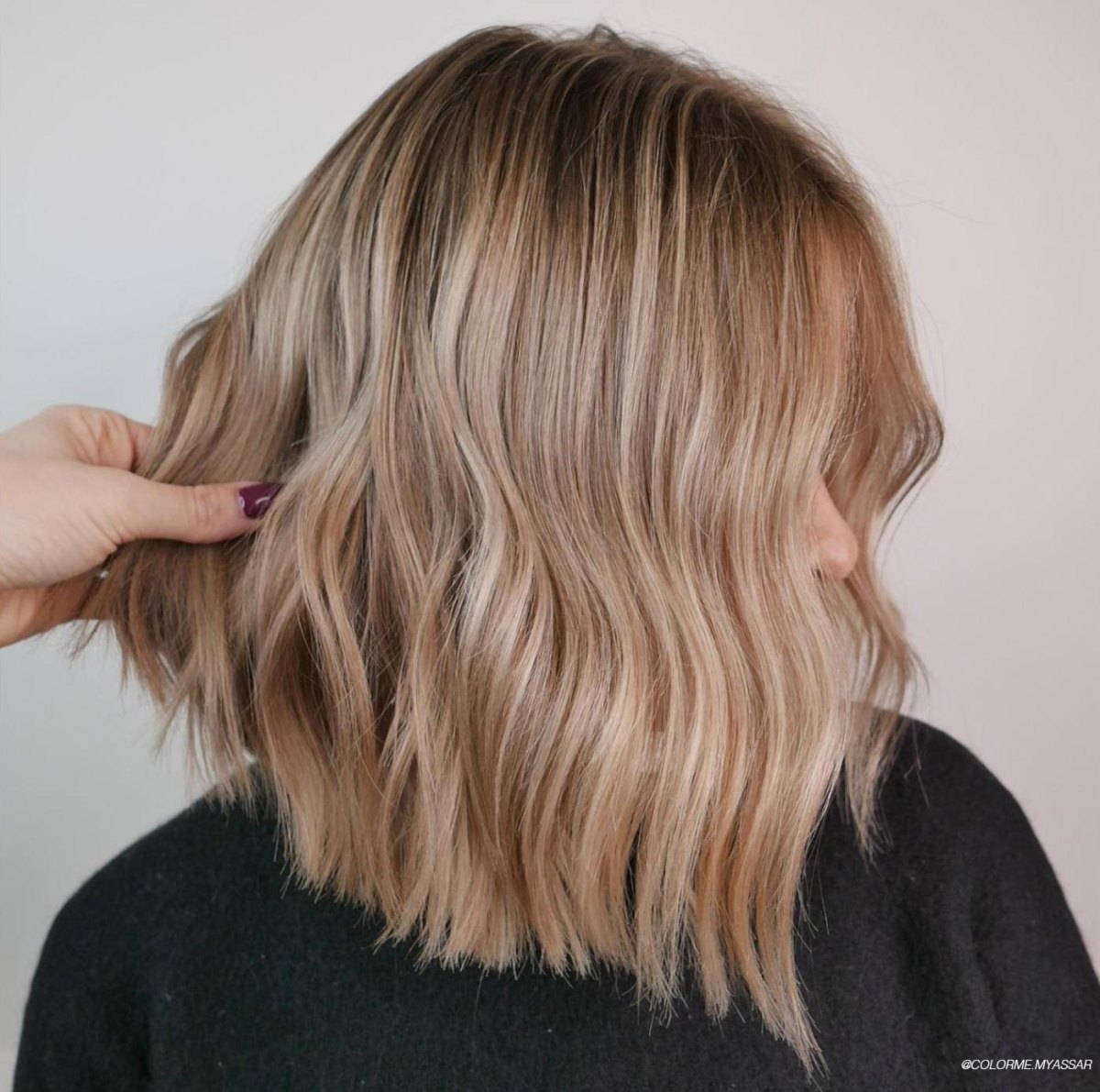 Lob blond balayage naturel