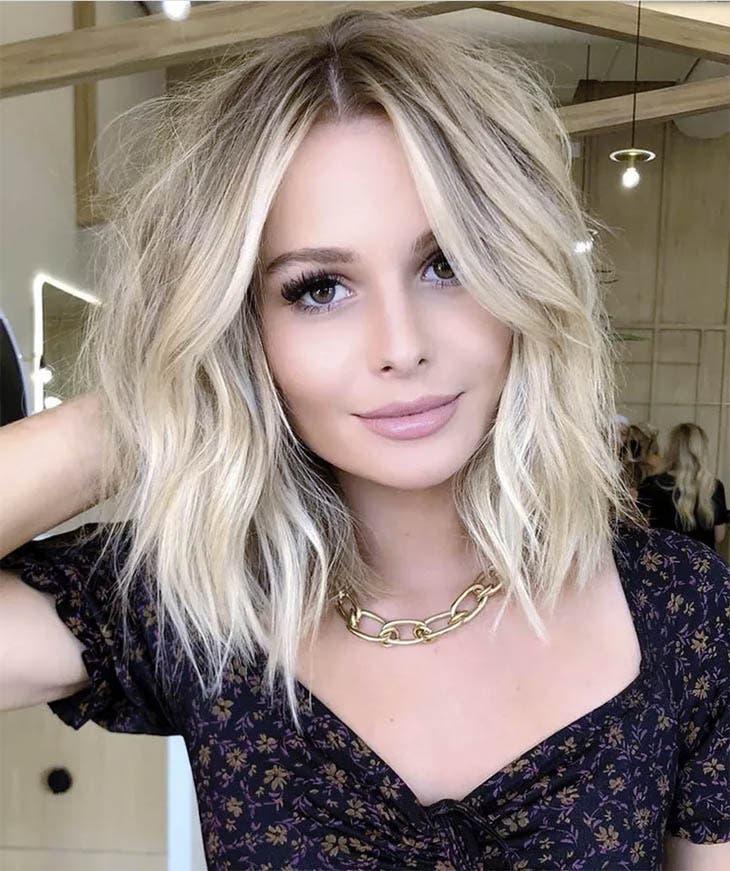 Lob dégradé blond moderne