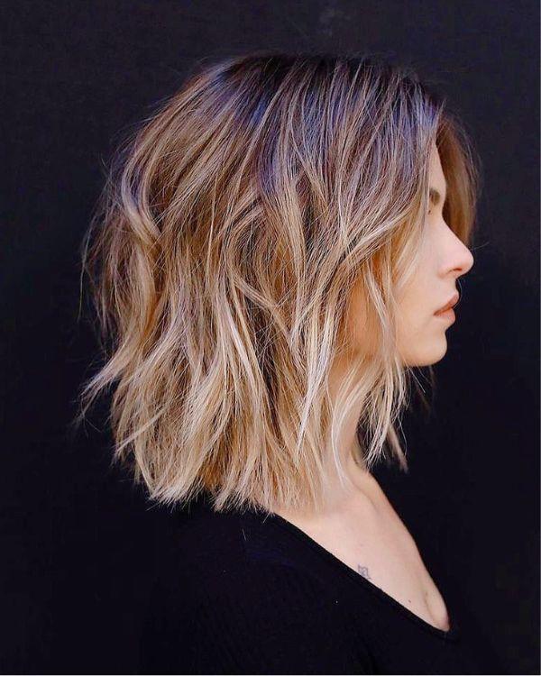 Lob dégradé cheveux fins