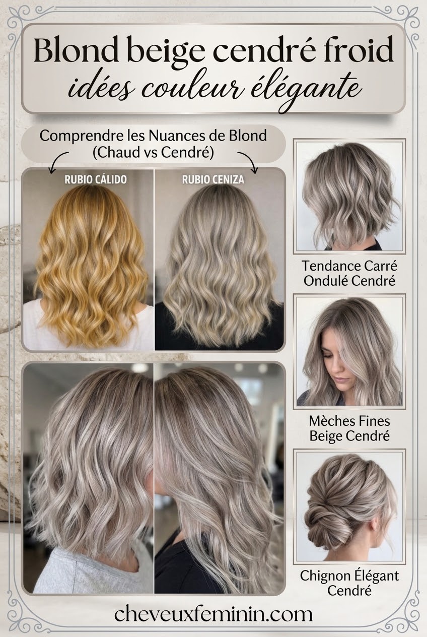 Blond beige cendré froid idées couleur élégante