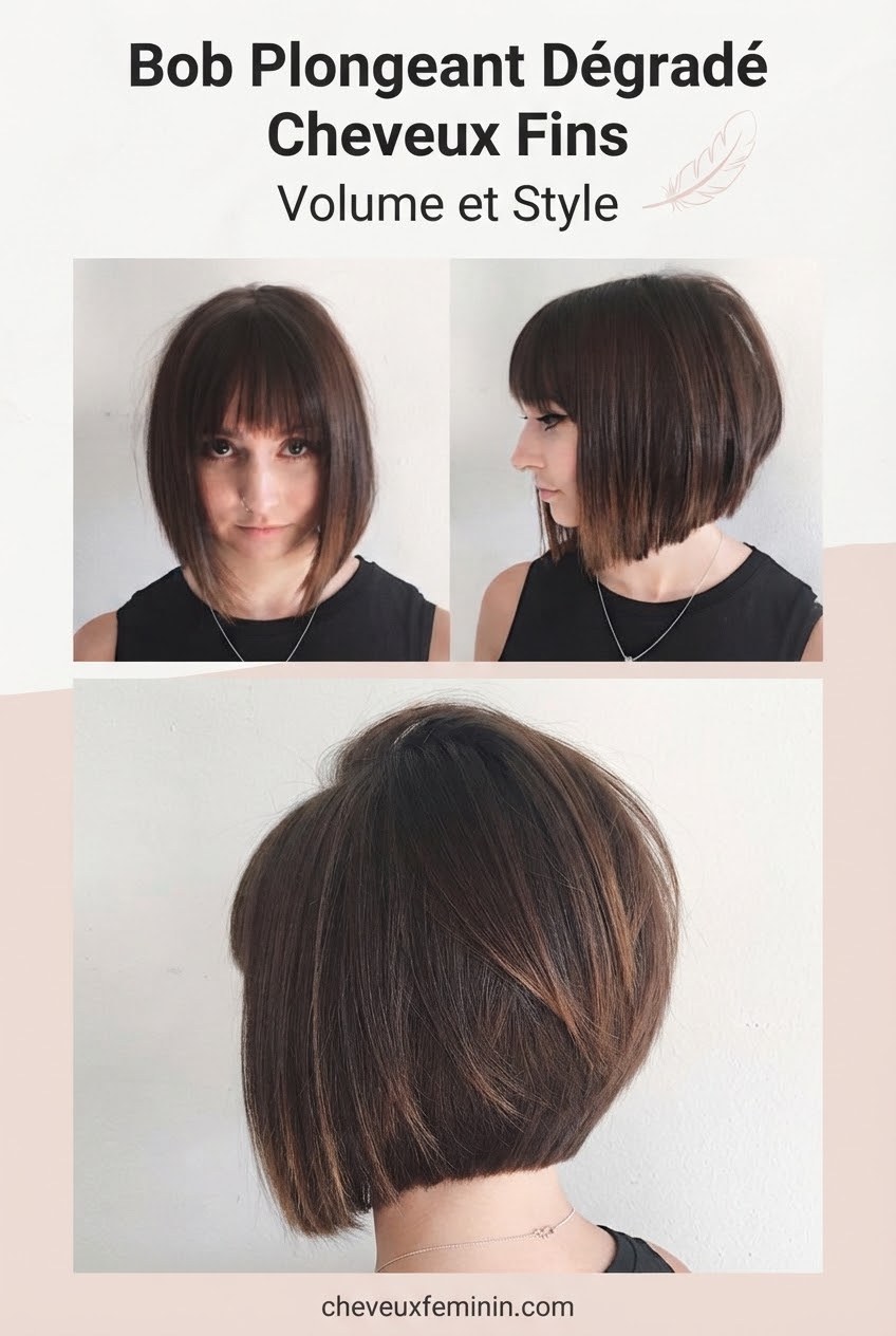 Bob Plongeant Dégradé Cheveux Fins Volume et Style