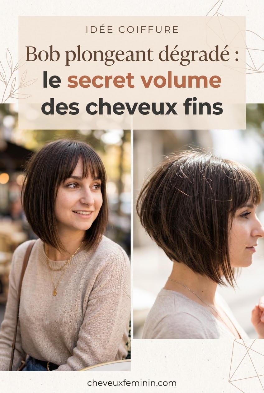 Bob plongeant dégradé : le secret volume des cheveux fins