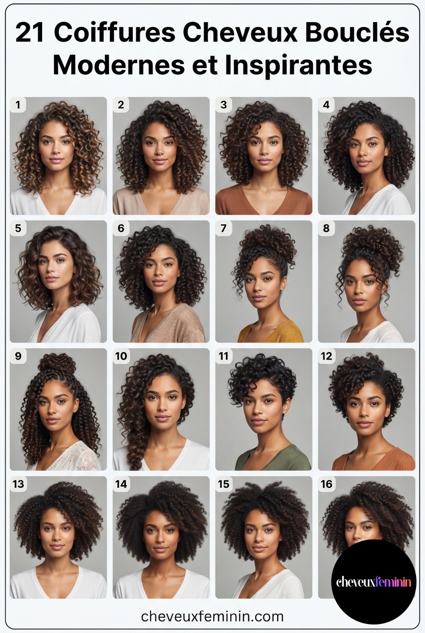21 Coiffures Cheveux Bouclés Modernes et Inspirantes