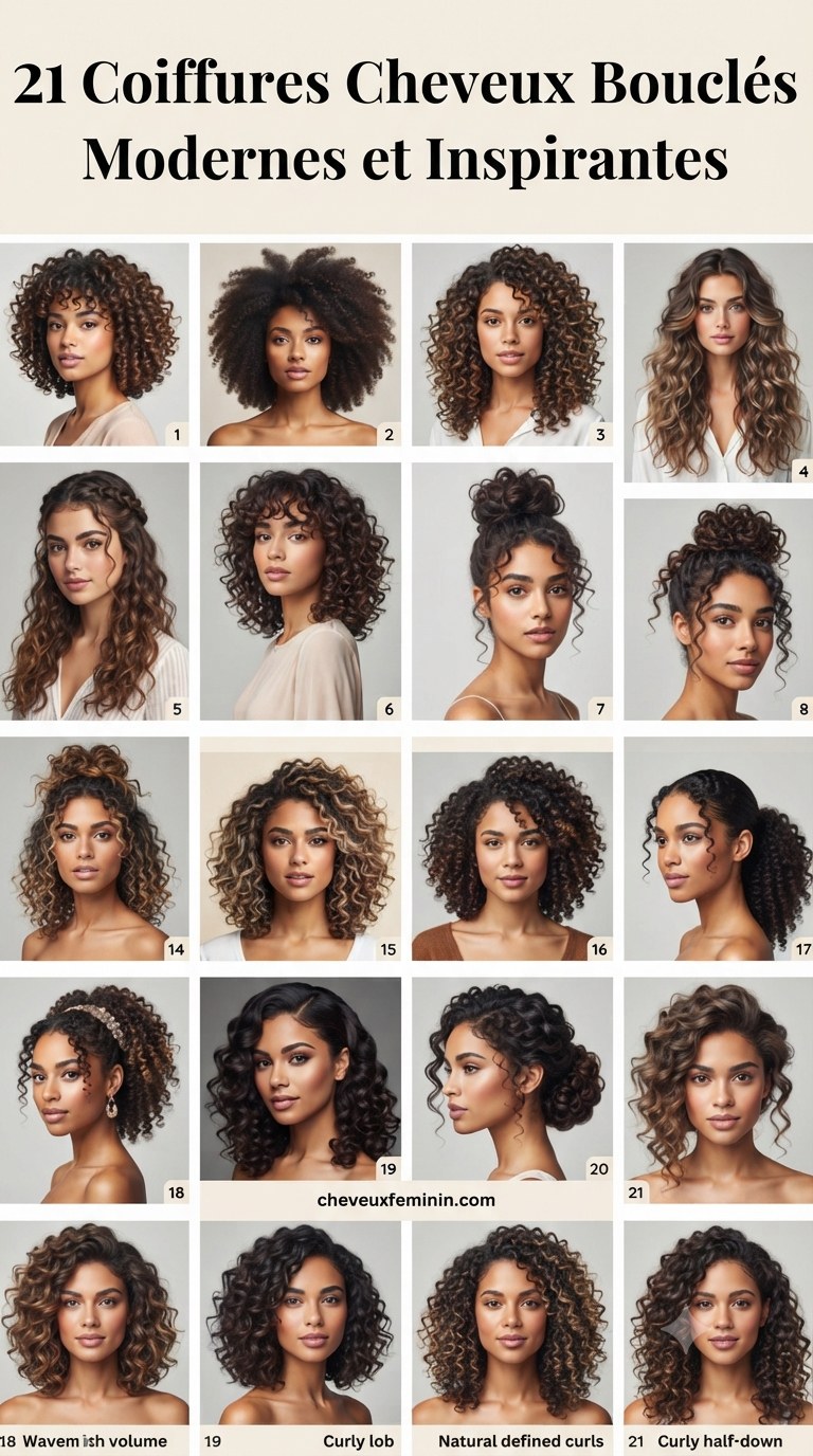 21 Coiffures Cheveux Bouclés Modernes et Inspirantes