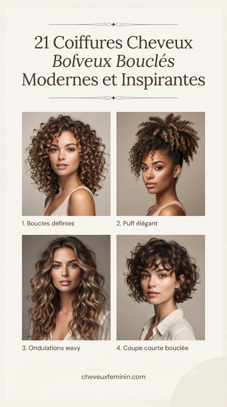 21 Coiffures Cheveux Bouclés Modernes et Inspirantes