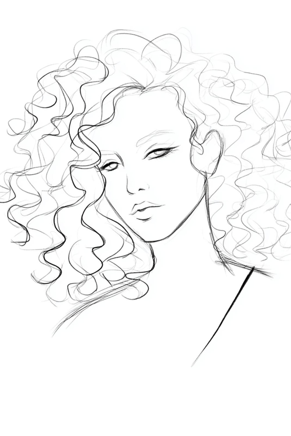 Boucles en S superposés et contraste doux pour for cheveux boucles dessin ideas