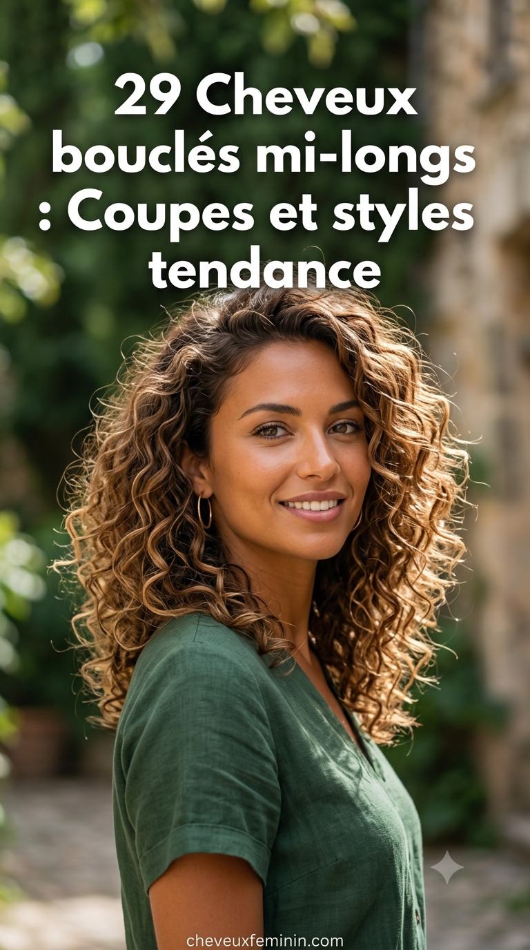 29 Cheveux bouclés mi-longs : Coupes et styles tendance