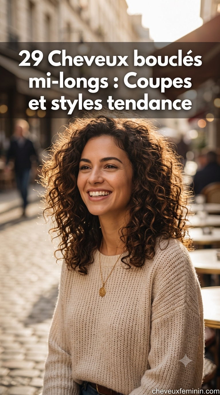 29 Cheveux bouclés mi-longs : Coupes et styles tendance