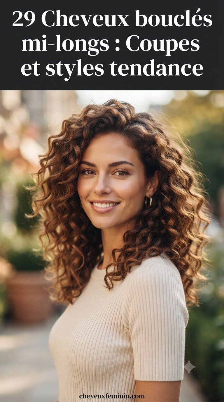 29 Cheveux bouclés mi-longs : Coupes et styles tendance