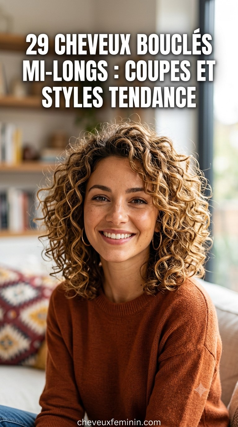 29 Cheveux bouclés mi-longs : Coupes et styles tendance