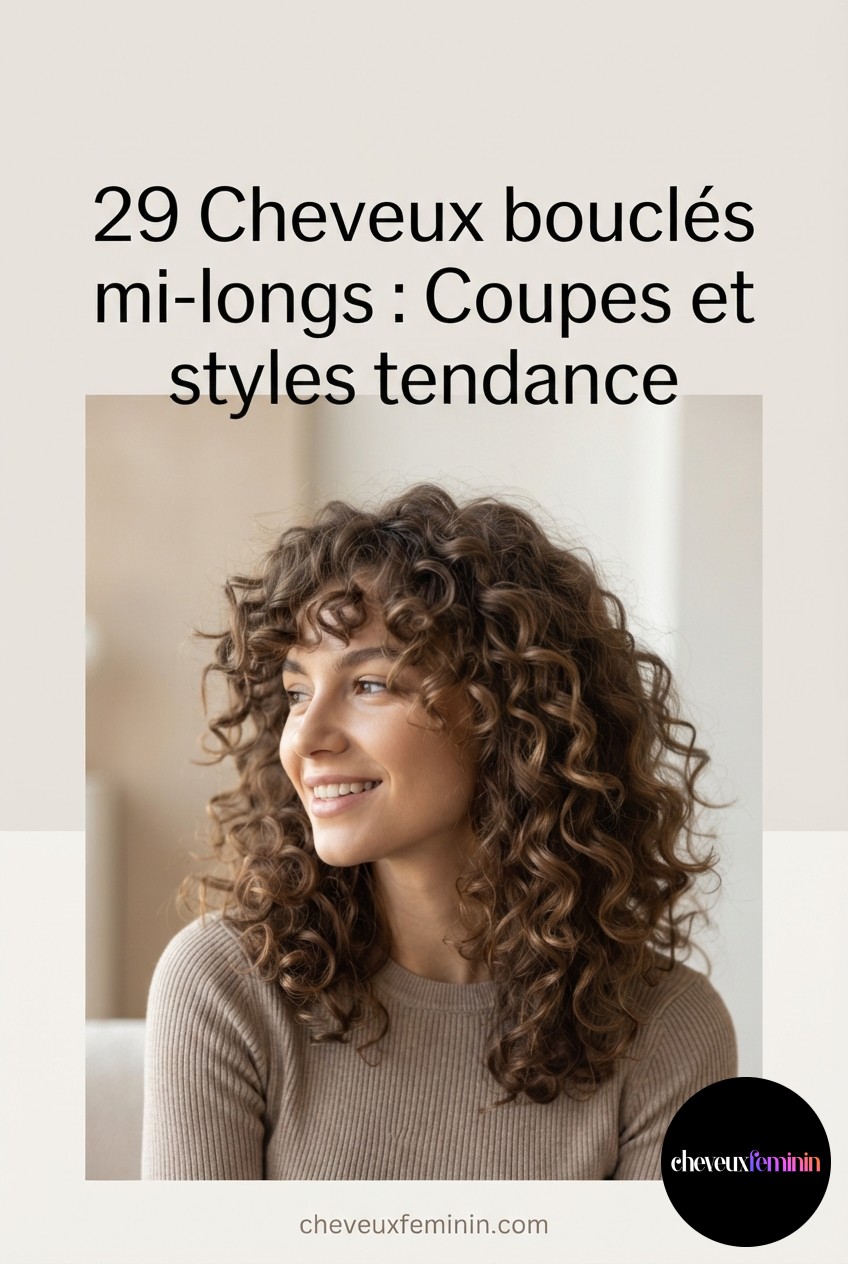29 Cheveux bouclés mi-longs : Coupes et styles tendance