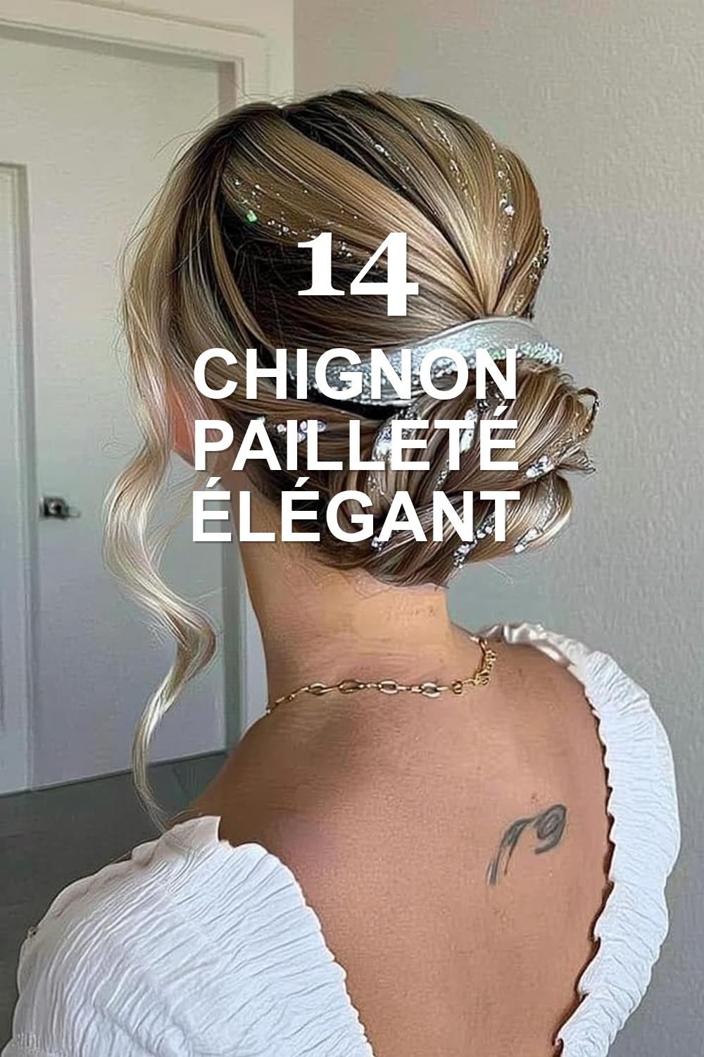 Chignon pailleté élégant