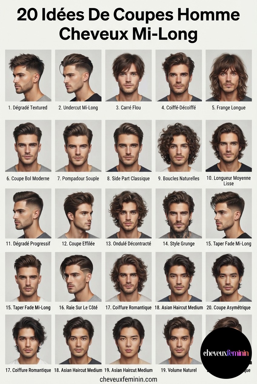20 Idées De Coupes Homme Cheveux Mi-Long