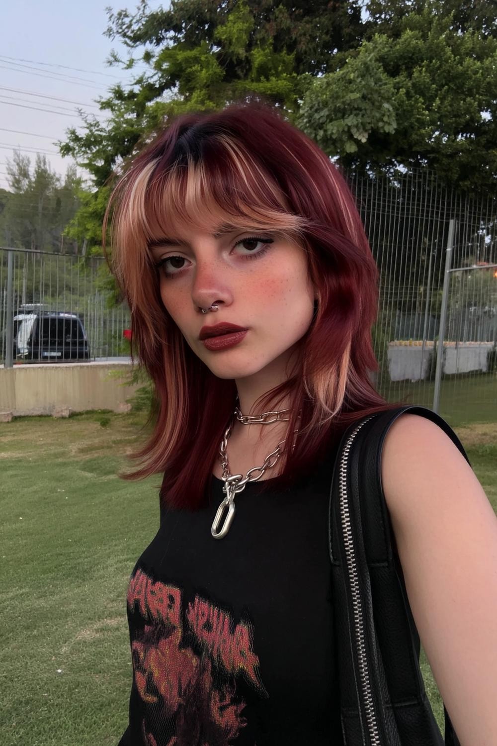 Bob rouge cerise frange