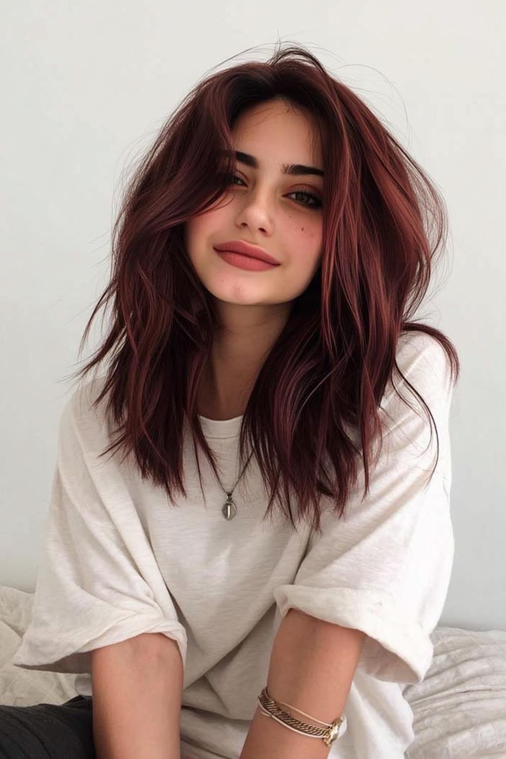 Carré ondulé rouge cerise