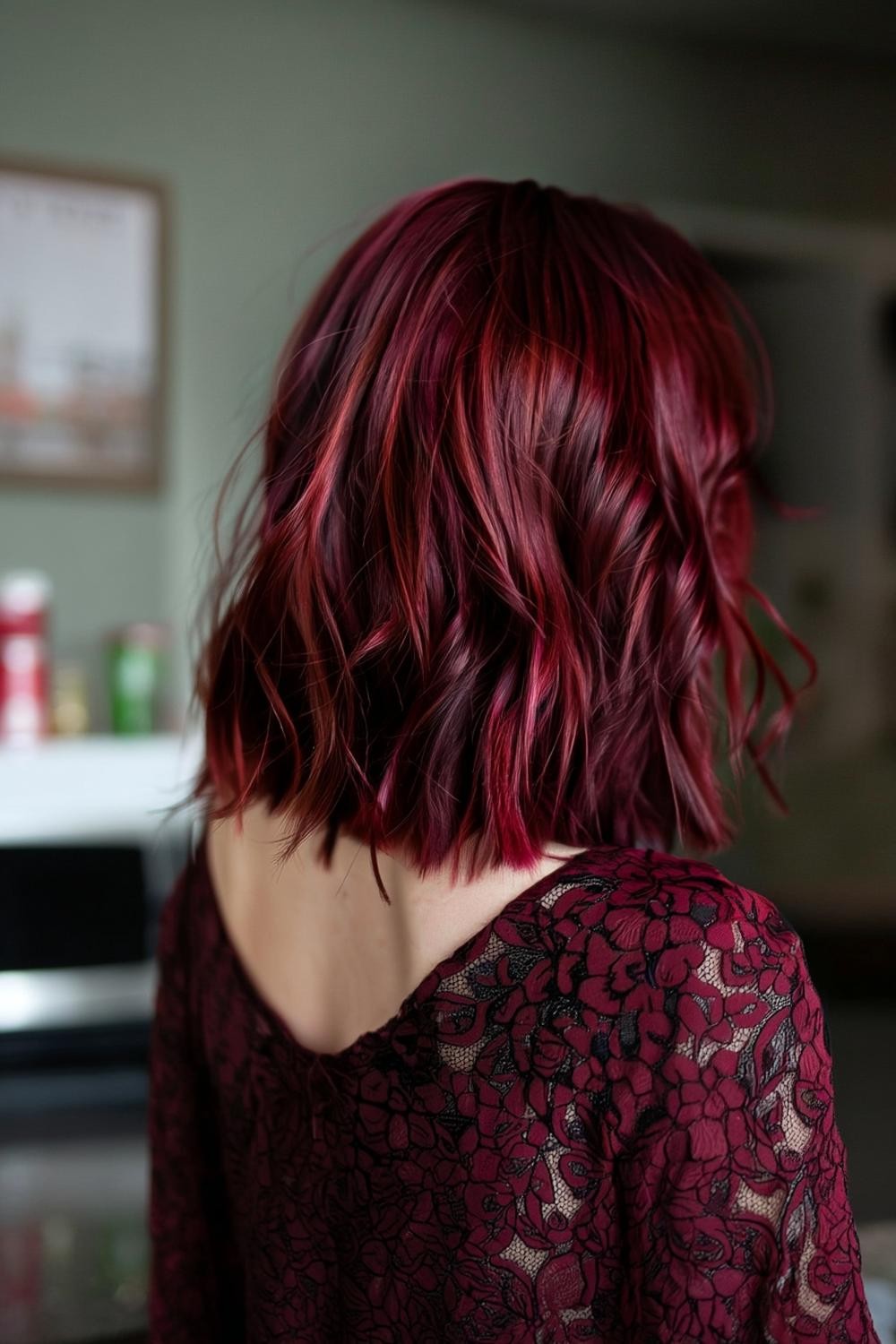 Carré plongeant rouge cerise