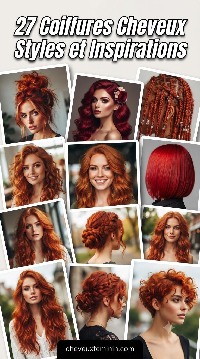 27 Coiffures Cheveux Rouge : Styles et Inspirations