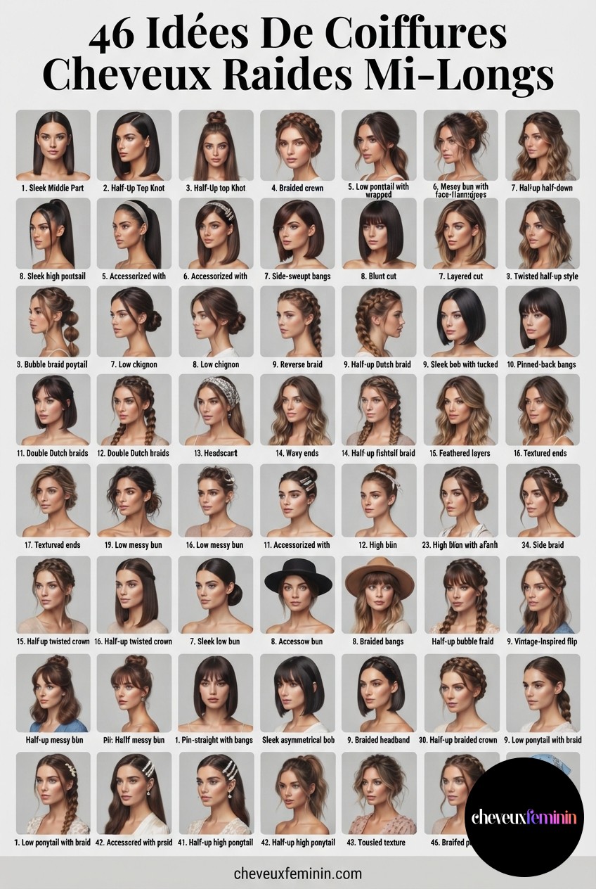 46 Idées De Coiffures Cheveux Raides Mi-Longs